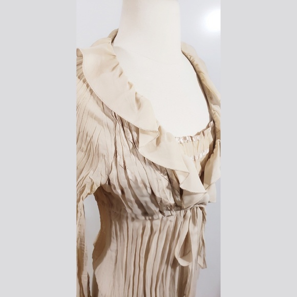 Boho Cream Ruffle Tie Waist Tunic size S - Picture 2 of 4